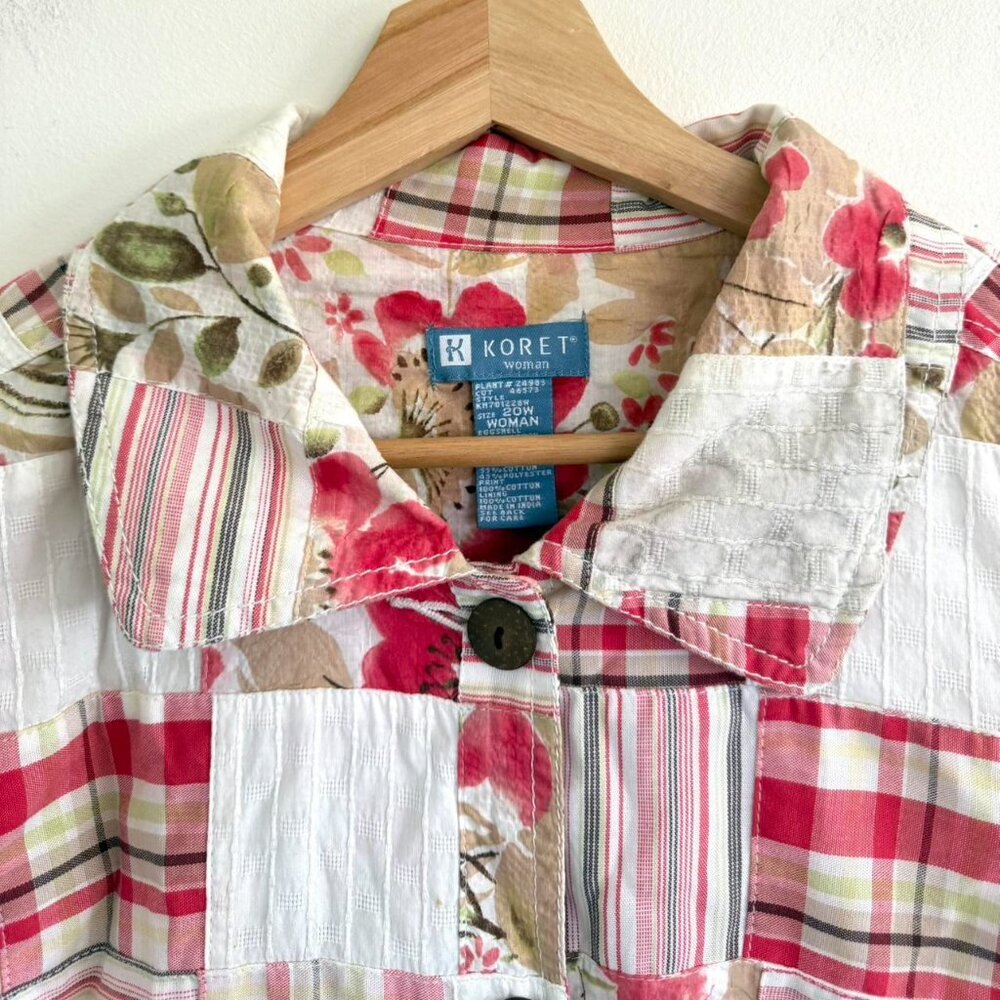 Koret Patchwork Pink Button Up Shirt Jacket Picni… - image 4